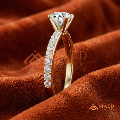 Romantic Heart Cut Bypass Engagement Ring with Swirl Pavé Band