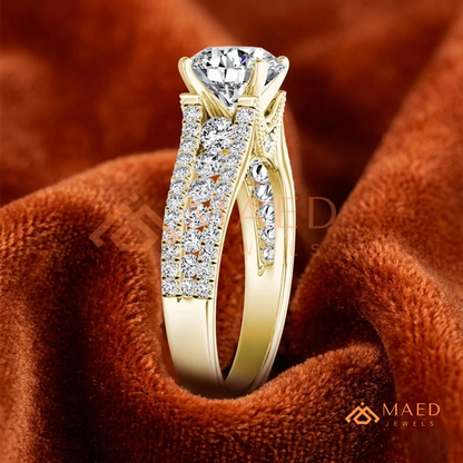Multi-Row Pavé Split-Shank Engagement Ring – Glamour Diamond Ring