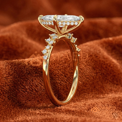 Vintage Marquise Cut Engagement Ring | Cluster Vine Band in 14K Gold, Rose Gold & Sterling Silver