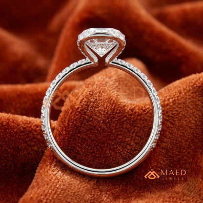 Modern Round Cut Open Arc Halo Engagement Ring in 14K Gold, Rose Gold & Silver