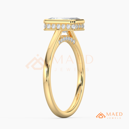 Radiant Cut Diamond Bezel Solitaire Ring | 14k Gold, Rose Gold & Sterling Silver