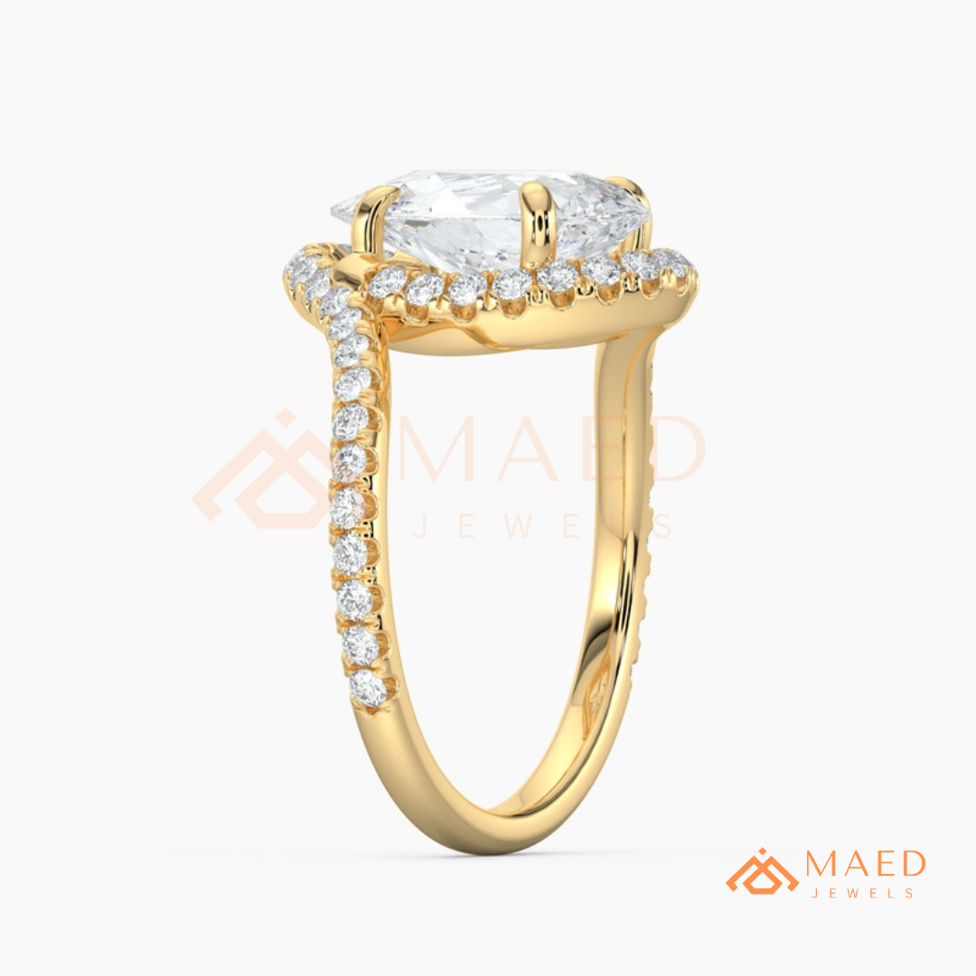 Pear Cut Halo Bypass Engagement Ring in Sterling Silver, 14K Gold & 14K Rose Gold