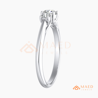 Classic Round Brilliant Cut Three Stone Ring | 14k Gold, Rose Gold & Silver