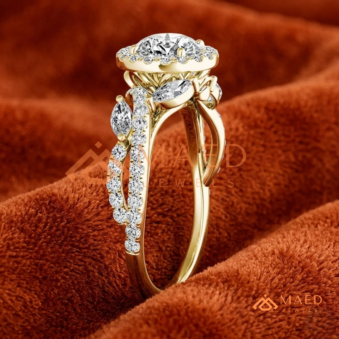 Radiant Cut Double Halo Engagement Ring with Twisted Shank