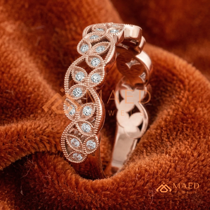 Amara Milgrain Botanical Eternity Band | Silver, 14K Yellow, & Rose Gold