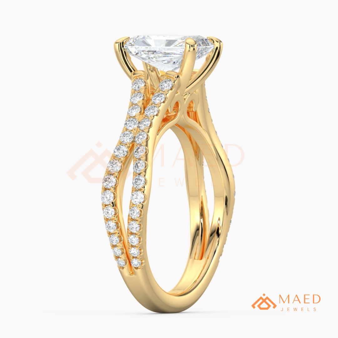 Radiant Cut Criss-Cross Engagement Ring in Sterling Silver, 14K Gold & 14K Rose Gold