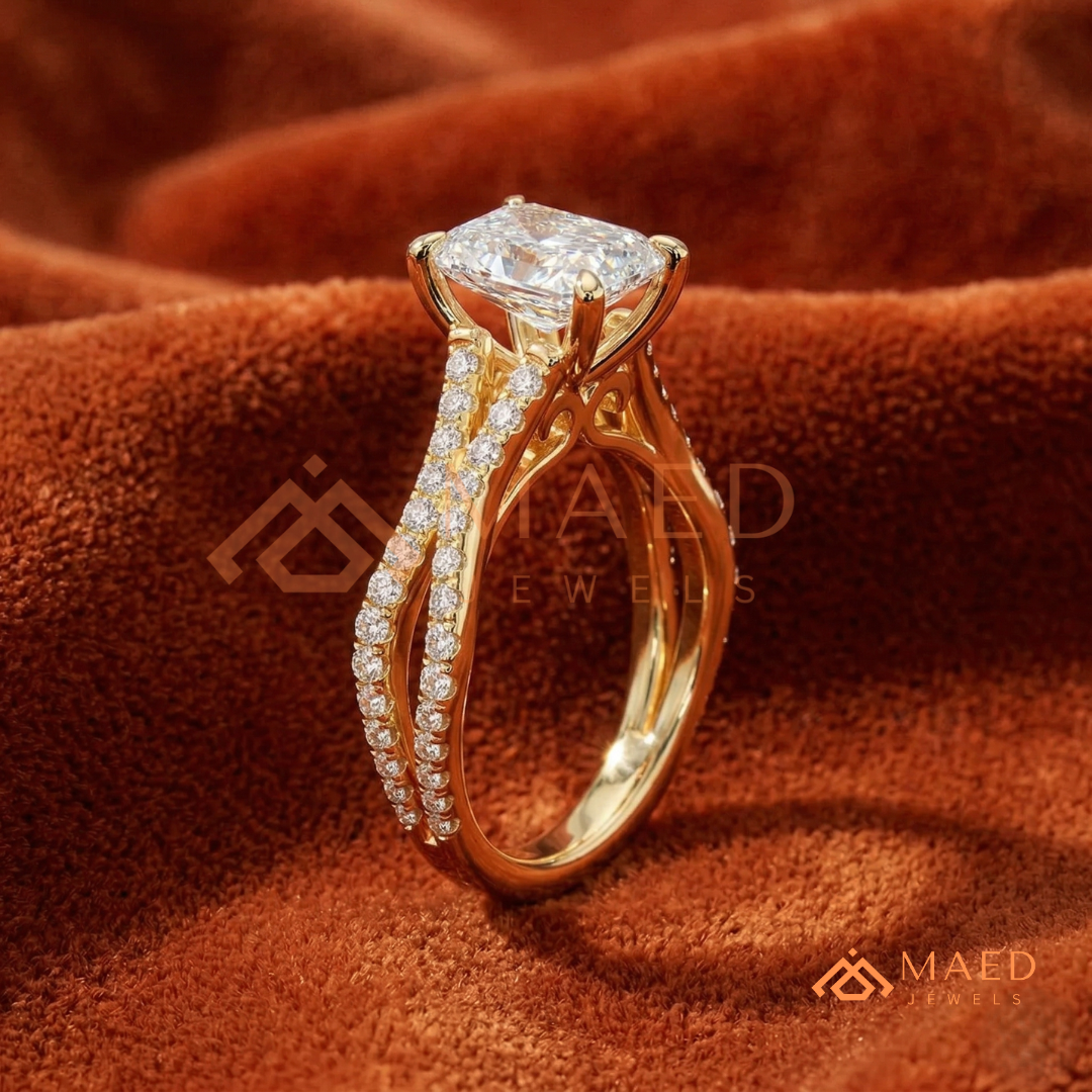 Radiant Cut Criss-Cross Engagement Ring in Sterling Silver, 14K Gold & 14K Rose Gold