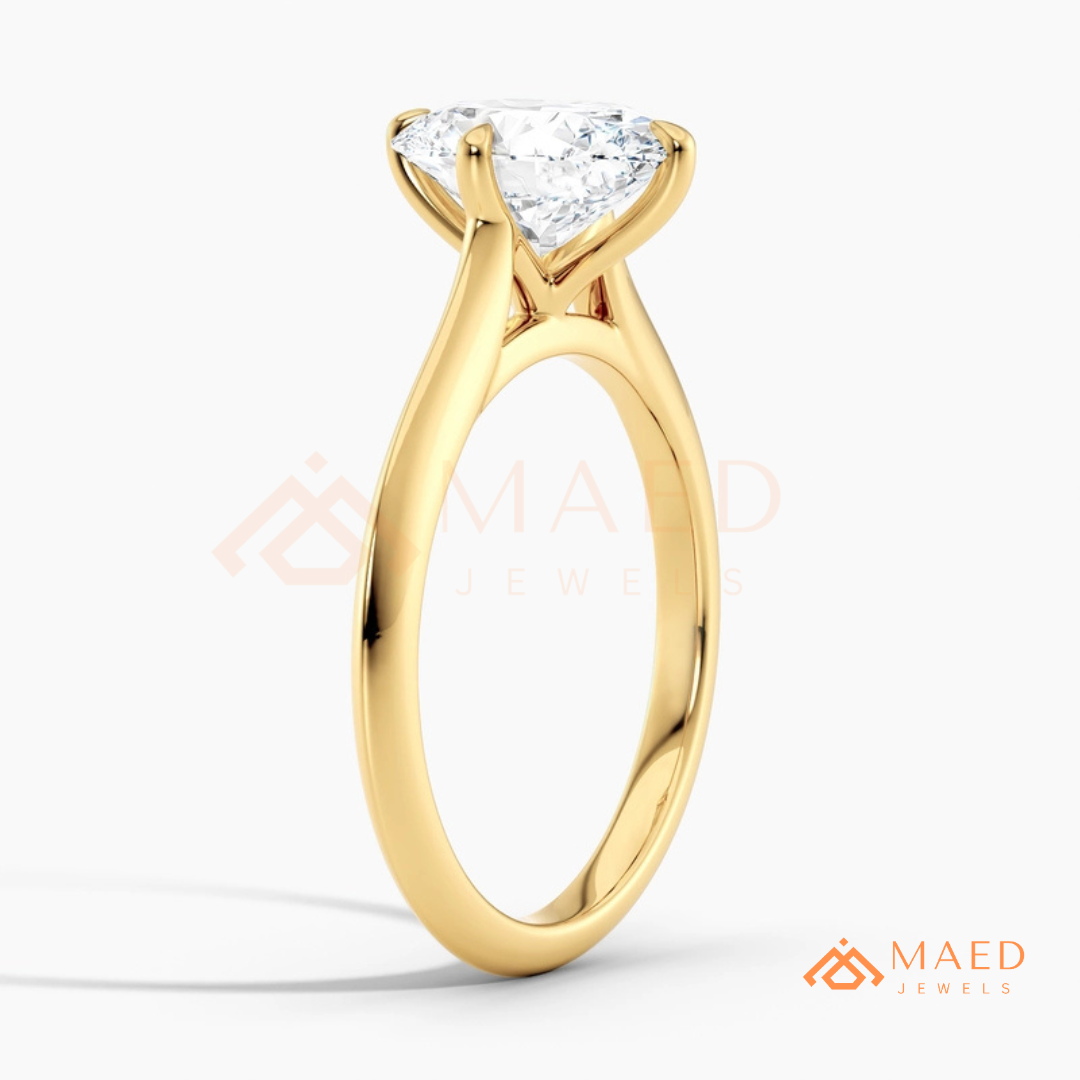 Elongated Oval Cut Solitaire Engagement Ring | 14k Gold, Rose Gold & Sterling Silver