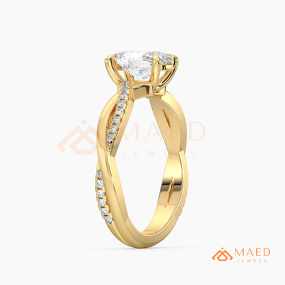 Oval Cut Twisted Infinity Engagement Ring in 14K Gold, Rose Gold & Silver | Entwined Pave Moissanite Wedding Ring for Women