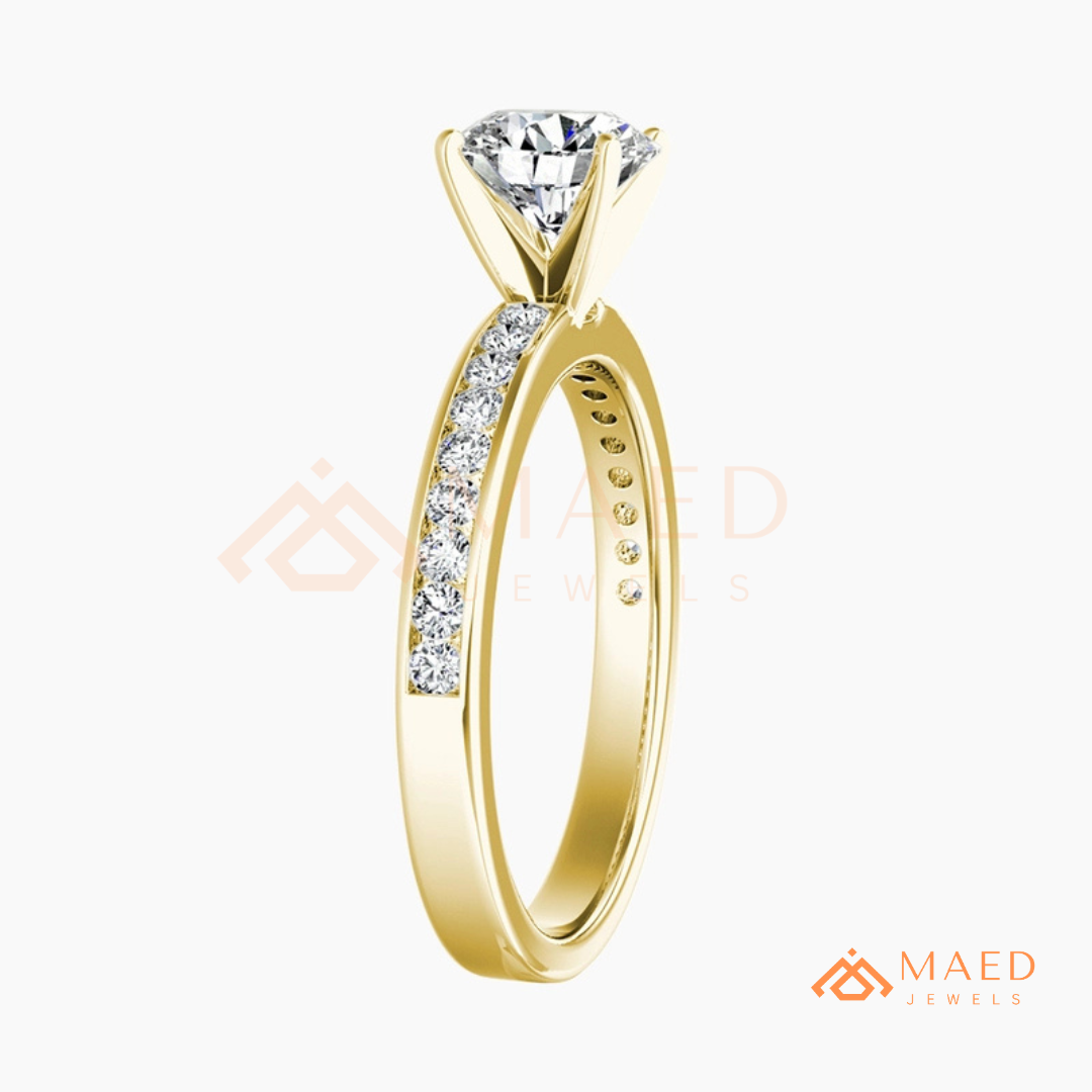 Princess Cut Diamond Engagement Ring | 14k Gold, Rose Gold & Sterling Silver Sparkle Solitaire Accented Band