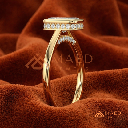 Radiant Cut Diamond Bezel Solitaire Ring | 14k Gold, Rose Gold & Sterling Silver