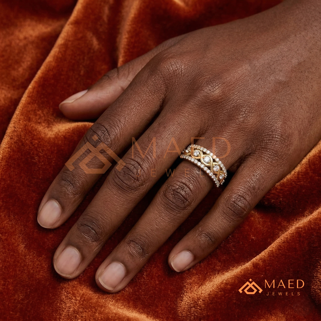 Infinite Love Braided Pavé Statement Ring in Silver, 14K Yellow Gold, or Rose Gold