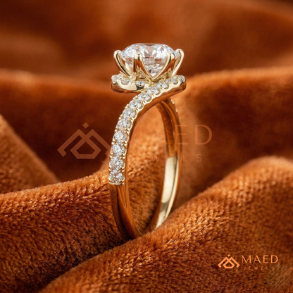 Ethereal Swirl Halo [Gemstone Type] Ring in 14K Yellow Gold, Rose Gold & Silver