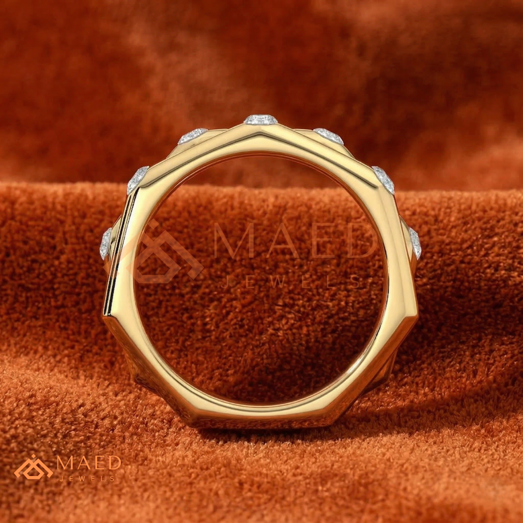 The Nexus Triple Layer Faceted Band | Flush Diamond Statement Ring