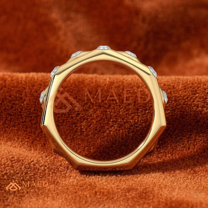 The Nexus Triple Layer Faceted Band | Flush Diamond Statement Ring