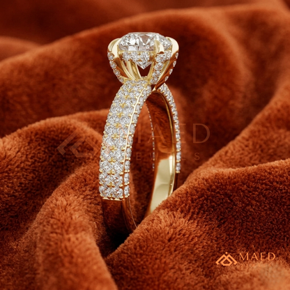 Marquise Cut Solitaire Pave Engagement Ring - Sterling Silver, 14K Gold, or 14K Rose Gold