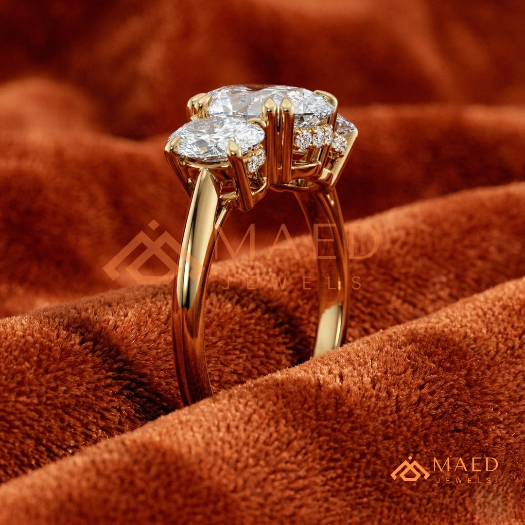 Three-Stone Oval Diamond Simulant Ring (14k White, Yellow, Rose Gold & Sterling Silver)