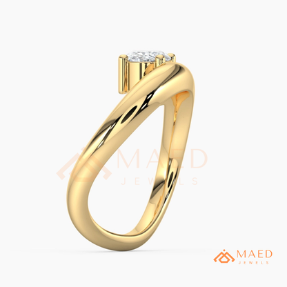 Sculptural Wave East-West Oval Engagement Ring in Silver, 14K Gold & Rose Gold