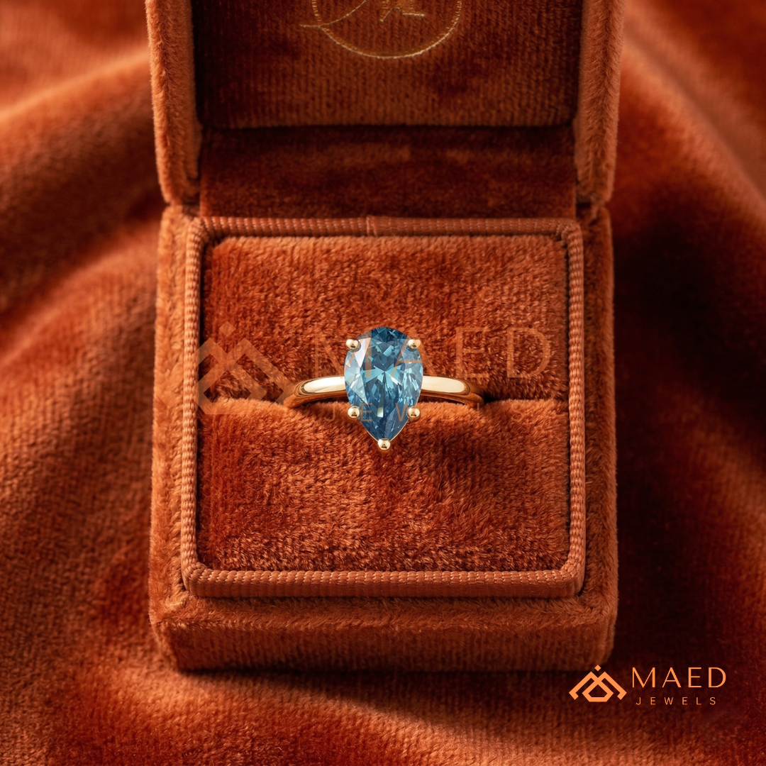 The Oceanne Pear Cut Solitaire Ring | Silver, 14K Yellow, & Rose Gold