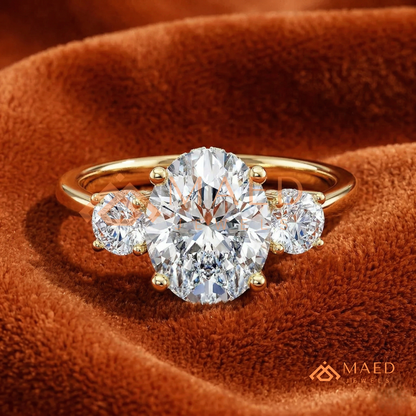 : Oval Cut 3-Stone Engagement Ring in Sterling Silver, 14K Gold & 14K Rose Gold