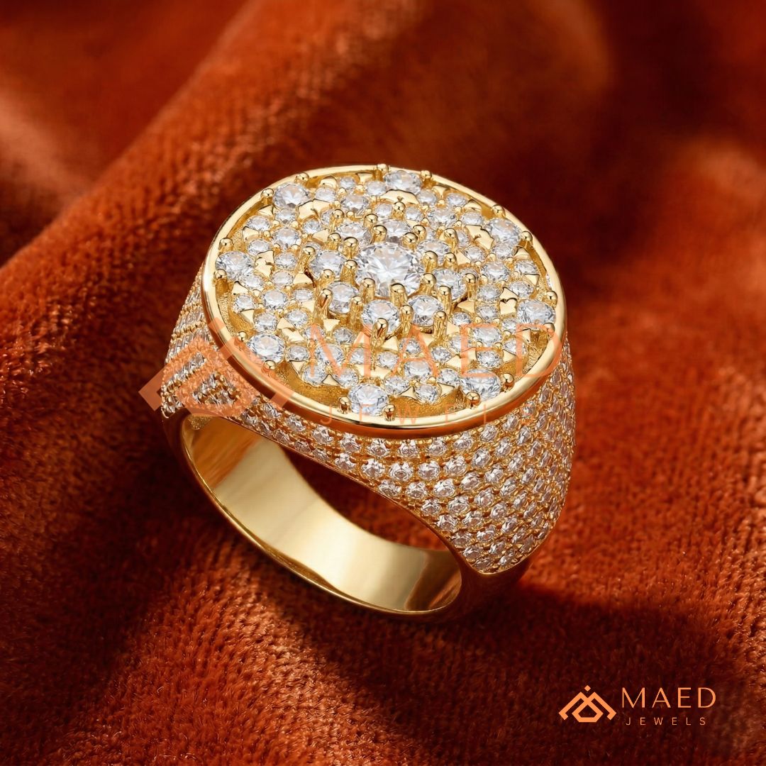 Men's Round Cluster Pave Statement Ring | Sterling Silver, 14K Gold & Rose Gold