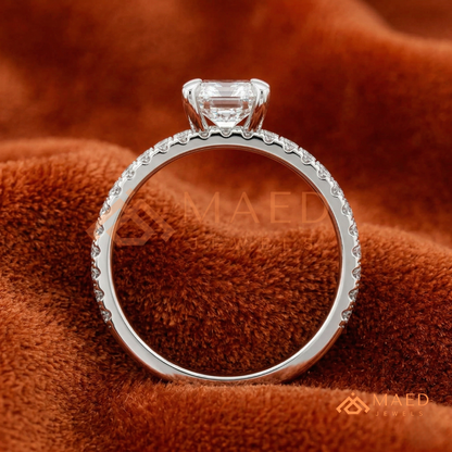 Radiant Cut Double Band Engagement Ring | Floating Open Spacer Pavé Cuff