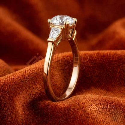 Classic 3-Stone Tapered Baguette Ring in 14K Yellow Gold, Rose Gold & Sterling Silver