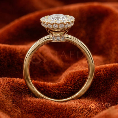 Classic Oval Cut Halo Engagement Ring in 14K Gold, Rose Gold & Silver