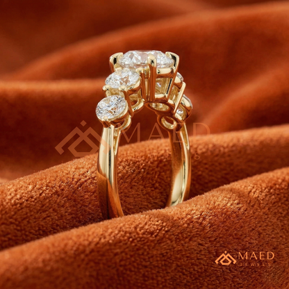 Round Cut 5-Stone Graduated Engagement Ring in Sterling Silver, 14K Gold & 14K Rose Gold