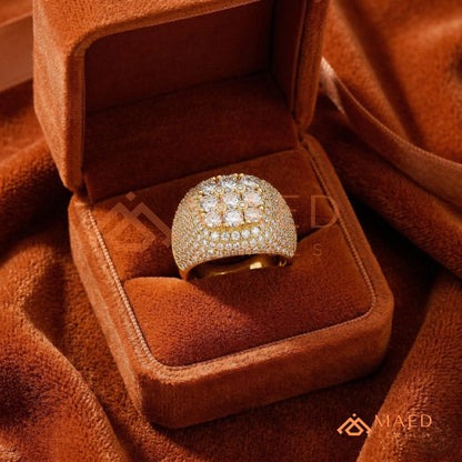Heavy Rectangular Iced Baguette Signet Ring – 925 Silver, 14K Gold & Rose Gold