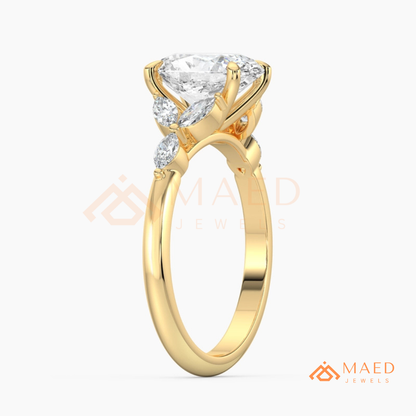 Oval Cut Marquise Cluster Engagement Ring | Nature Inspired Floral Wedding Ring | 14K Gold, Rose Gold & Sterling Silver