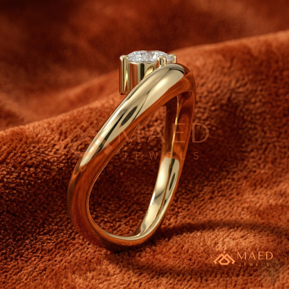 Sculptural Wave East-West Oval Engagement Ring in Silver, 14K Gold & Rose Gold