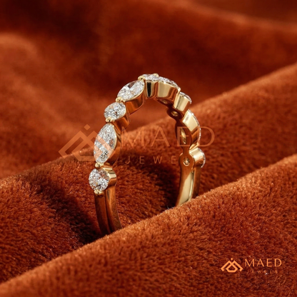 he Lyra Shared Prong Band | Slim Marquise & Round Stackable Eternity Ring