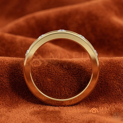 Contoured Open-Channel Diamond Ring | Silver, 14K Yellow & Rose Gold