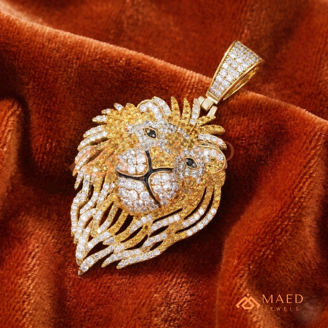 Majestic Lion Head Statement Pendant – Iced Out Diamond-Style Medallion