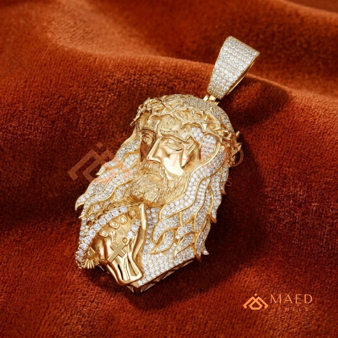Iced Out Jesus Piece Pendant | 14K Gold, Rose Gold & Sterling Silver