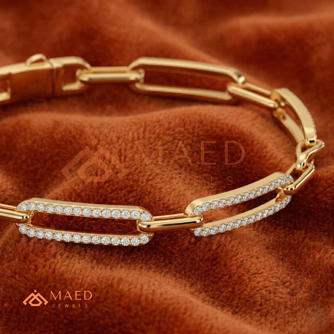 Diamond Paperclip Link Bracelet