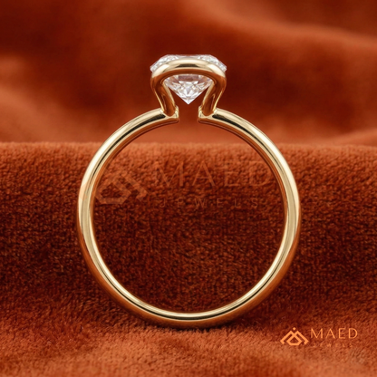 The Aria Oval Half-Bezel Engagement Ring – Silver, 14K Yellow & Rose Gold