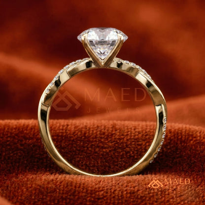 Nature-Inspired Shield Cut Three-Stone Engagement Ring with Textured Bark Band in Silver, 14K Gold & Rose Gold