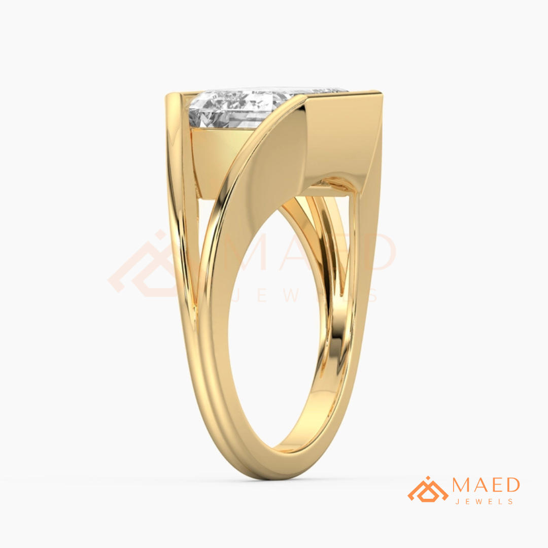 Nature-Inspired Radiant Cut Three-Stone Engagement Ring with Thorn Band in Silver, 14K Gold & Rose Gold