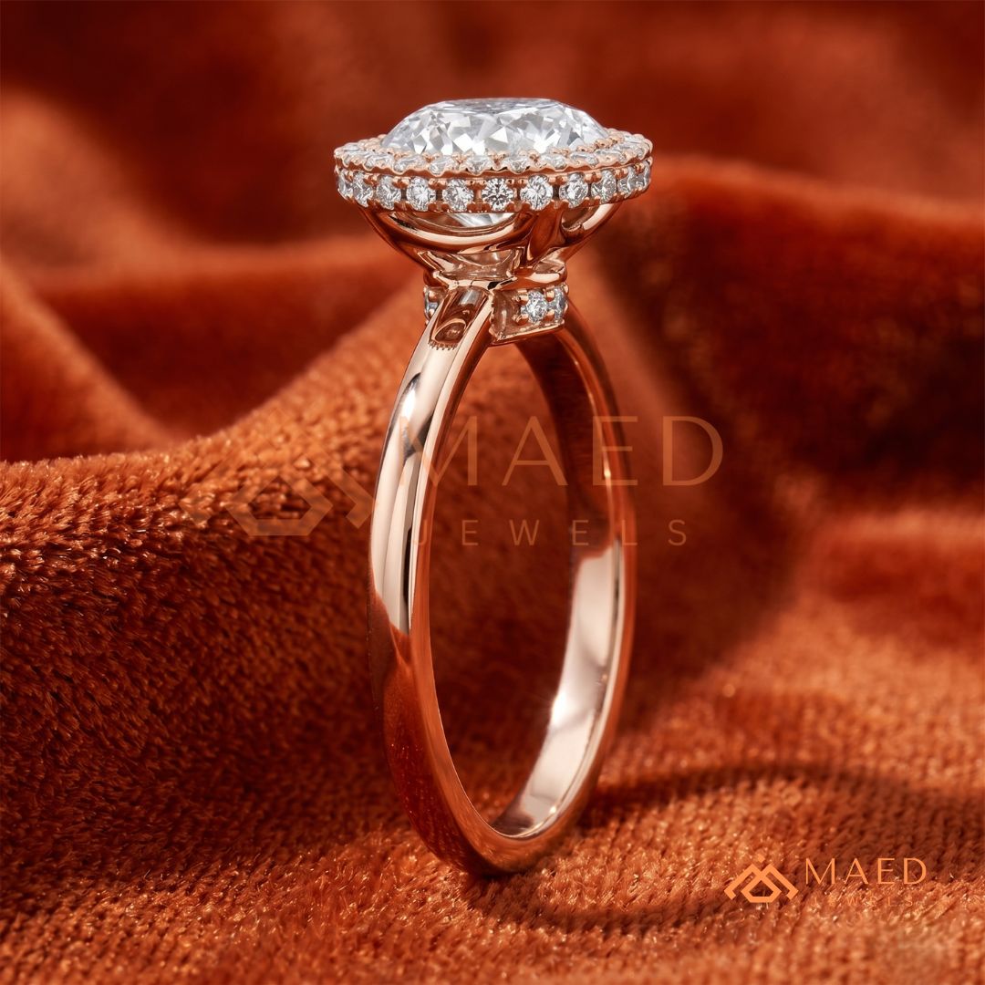 Classic Round Cut Moissanite Halo Engagement Ring in 925 Sterling Silver, 14K Gold & 14K Rose Gold | Solitaire Halo Wedding Ring for Women