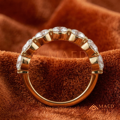 Classic Round Cut Half Eternity Ring – Shared Prong Moissanite Anniversary Band