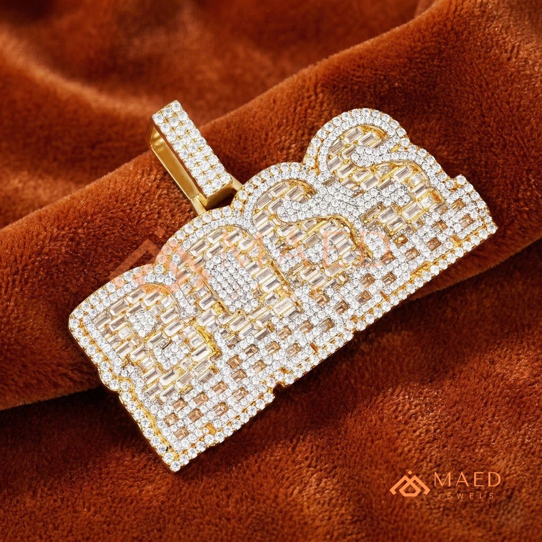 BOSS Luxury Diamond Letter Pendant - Sterling Silver, 14K Gold & Rose Gold