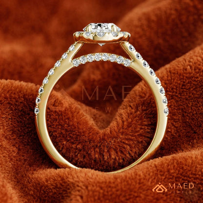 Majestic Oval Brilliant Halo Ring in 14K Yellow Gold, Rose Gold & Sterling Silver