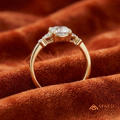 Vintage Marquise Flora Diamond Simulant Ring in 14K Yellow Gold, Rose Gold & Silver