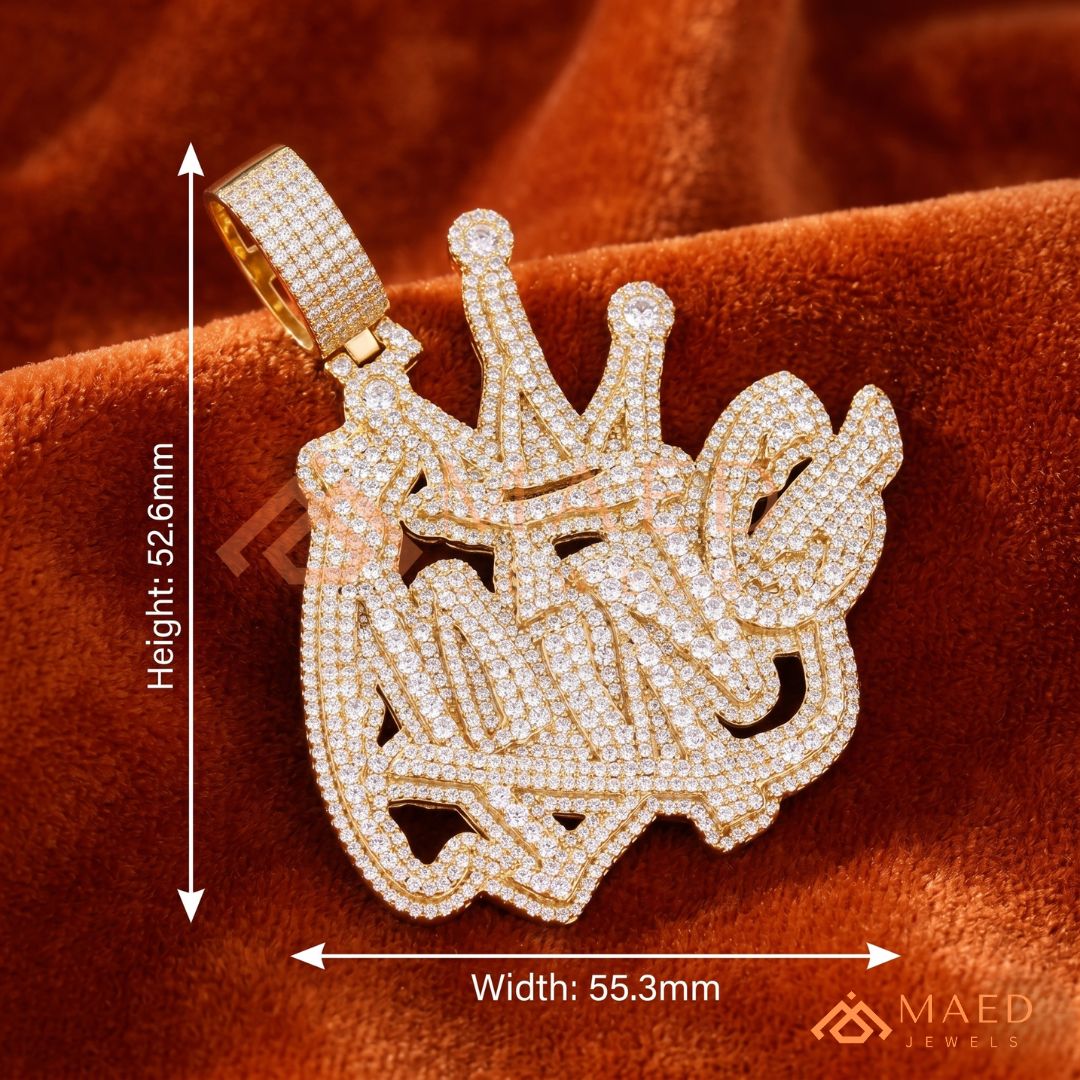 Iced-Out "KING" Crown Pendant – Premium Micro-Pave Diamond Finish