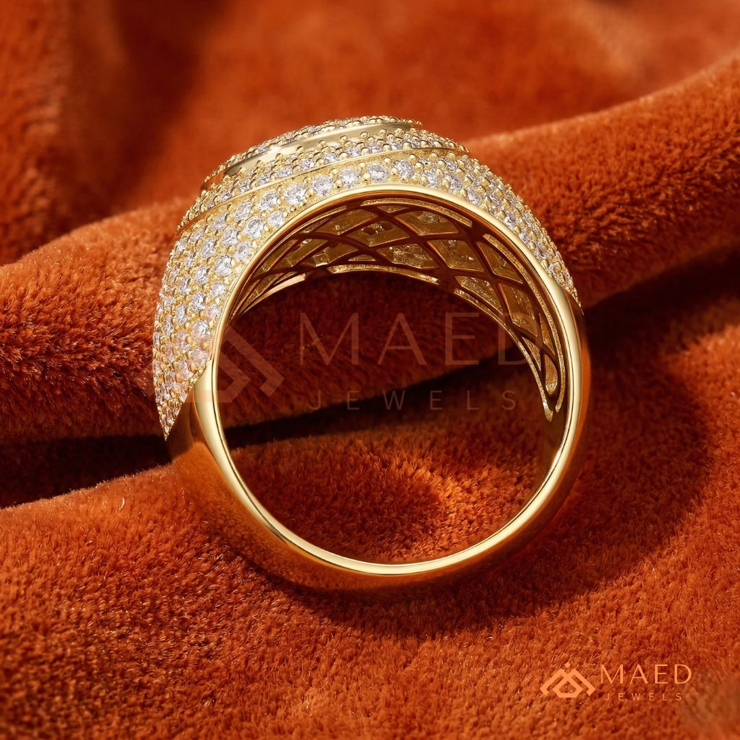 Heavy Square Iced Baguette Signet Ring – 925 Silver, 14K Gold & Rose Gold