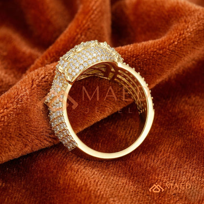 Men's Fully Iced-Out Jesus Piece Ring | Sterling Silver, 14K Gold & Rose Gold
