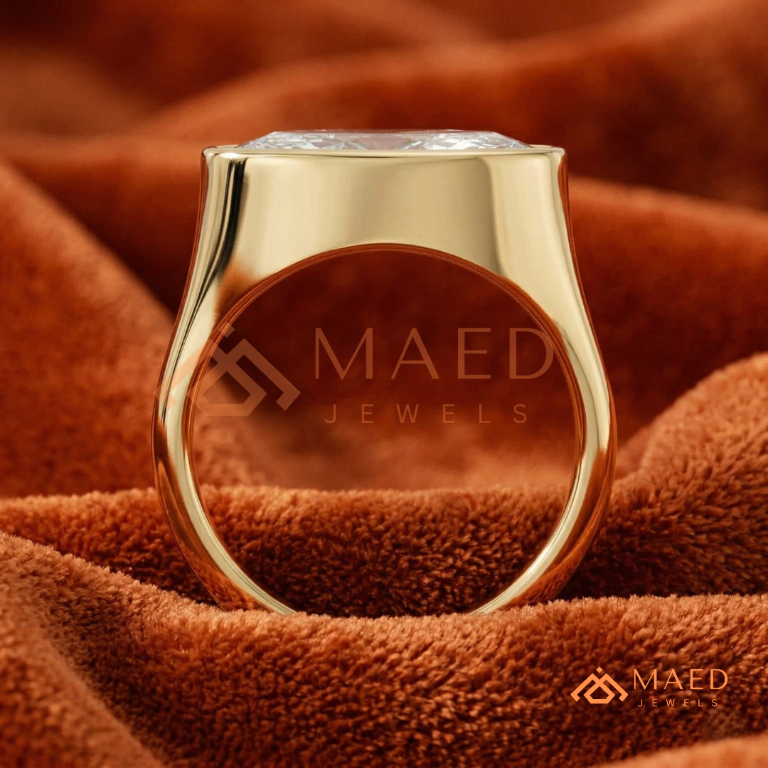 East-West Marquise Cut Bezel Engagement Ring | 14k Gold, Rose Gold & Sterling Silver Modern Solitaire Band