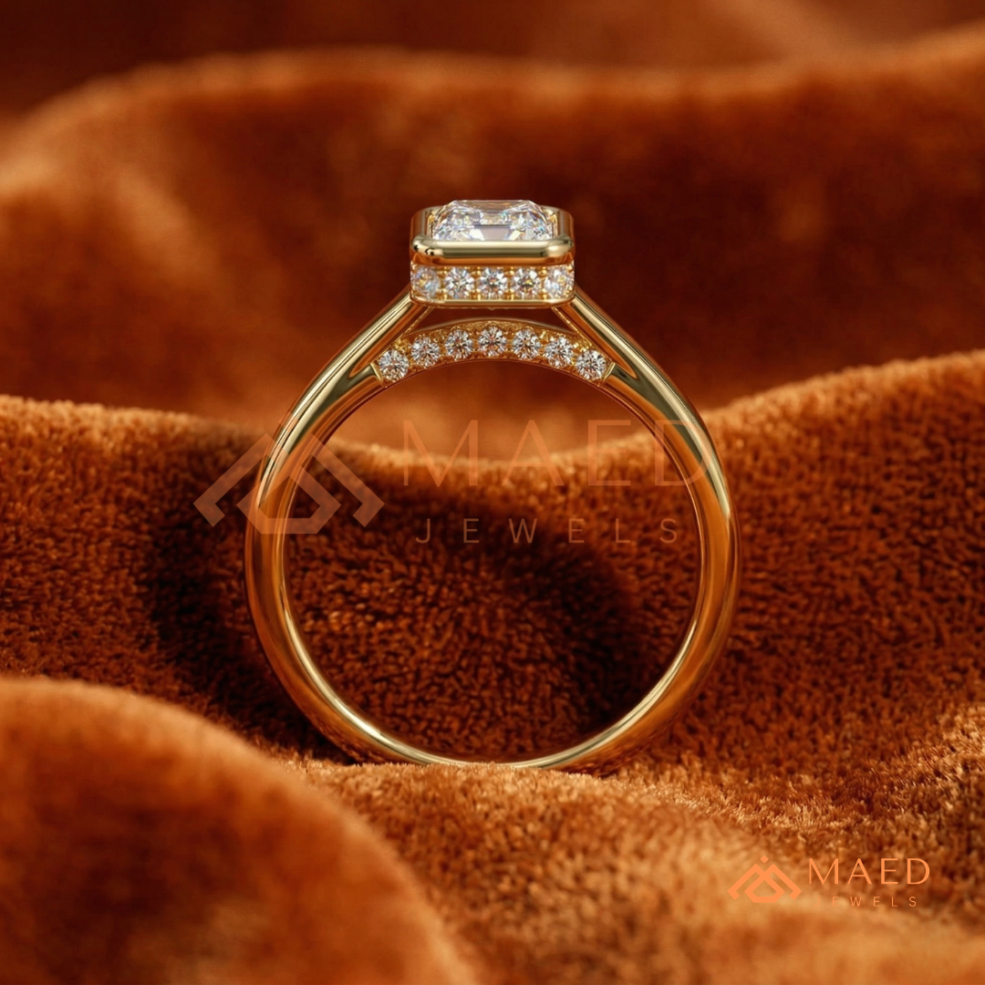 Radiant Cut Diamond Bezel Solitaire Ring | 14k Gold, Rose Gold & Sterling Silver